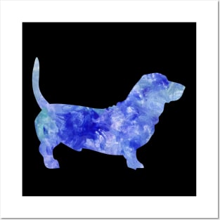 cute watercolour dog blue Posters and Art